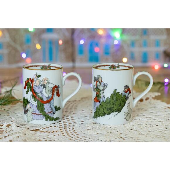 Fitz and Floyd Other - Fitz and Floyd Deck the Halls Mugs - Set of 2 | Vintage Christmas Coffee Cups